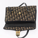 Christian Dior Trotter Canvas Hand Bag Navy Gold Auth 169605-9