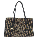 Christian Dior Trotter Canvas Hand Bag Navy Gold Auth 169605-2