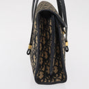 Christian Dior Trotter Canvas Hand Bag Navy Gold Auth 169605-4