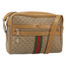 GUCCI Micro GG Supreme Web Sherry Line Shoulder Bag PVC Beige Gold Auth 169606-1