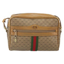 GUCCI Micro GG Supreme Web Sherry Line Shoulder Bag PVC Beige Gold Auth 169606-13