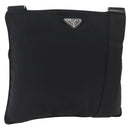 PRADA Shoulder Bag Nylon Black Silver Auth 169612-1