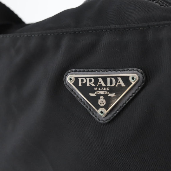 PRADA Shoulder Bag Nylon Black Silver Auth 169612