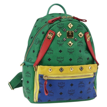 MCM Vicetos Logogram Backpack PVC Leather Multicolor Gold Auth 169613A