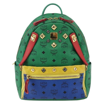 MCM Vicetos Logogram Backpack PVC Leather Multicolor Gold Auth 169613A - 0