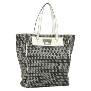 FENDI Zucchino Canvas Tote Bag Black Gold Auth 169614