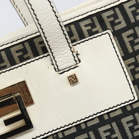 FENDI Zucchino Canvas Tote Bag Black Gold Auth 169614