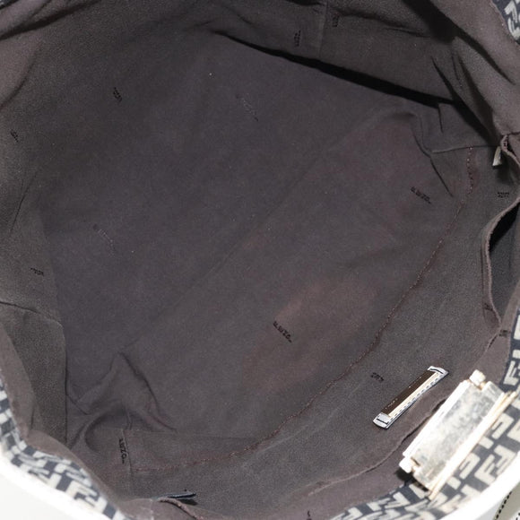 FENDI Zucchino Canvas Tote Bag Black Gold Auth 169614