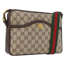 GUCCI GG Supreme Horsebit WebSherry Line Shoulder Bag PVC Beige Gold Auth 169629-1