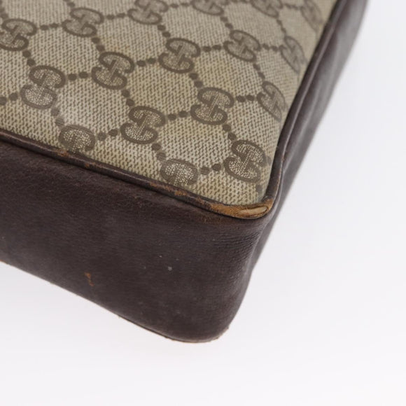 GUCCI GG Supreme Horsebit WebSherry Line Shoulder Bag PVC Beige Gold Auth 169629