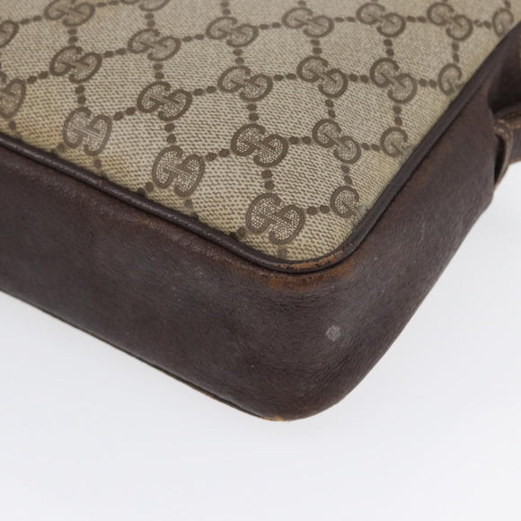 GUCCI GG Supreme Horsebit WebSherry Line Shoulder Bag PVC Beige Gold Auth 169629
