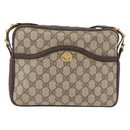 GUCCI GG Supreme Horsebit WebSherry Line Shoulder Bag PVC Beige Gold Auth 169629-13