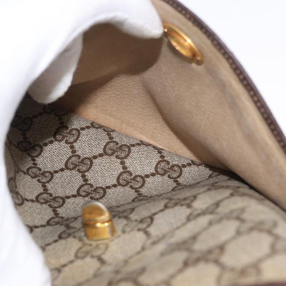 GUCCI GG Supreme Horsebit WebSherry Line Shoulder Bag PVC Beige Gold Auth 169629