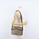 GUCCI GG Supreme Horsebit WebSherry Line Shoulder Bag PVC Beige Gold Auth 169629-23