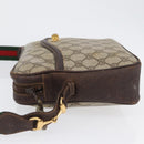 GUCCI GG Supreme Horsebit WebSherry Line Shoulder Bag PVC Beige Gold Auth 169629-4