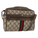 GUCCI GG Supreme Web Sherry Line Bag PVC Beige Gold 68 02 004 Auth 169630-1