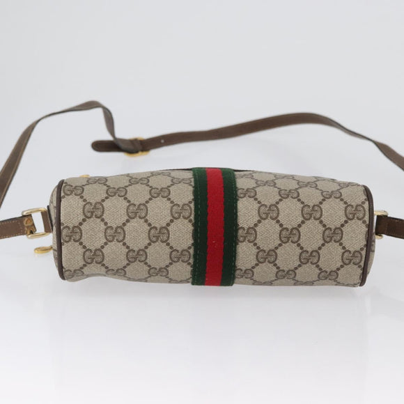 GUCCI GG Supreme Web Sherry Line Bag PVC Beige Gold 68 02 004 Auth 169630