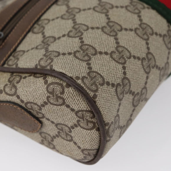 GUCCI GG Supreme Web Sherry Line Bag PVC Beige Gold 68 02 004 Auth 169630