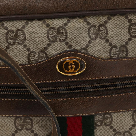 GUCCI GG Supreme Web Sherry Line Bag PVC Beige Gold 68 02 004 Auth 169630