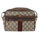 GUCCI GG Supreme Web Sherry Line Bag PVC Beige Gold 68 02 004 Auth 169630-2