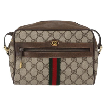 GUCCI GG Supreme Web Sherry Line Bag PVC Beige Gold 68 02 004 Auth 169630 - 0
