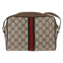 GUCCI GG Supreme Web Sherry Line Bag PVC Beige Gold 68 02 004 Auth 169630-3
