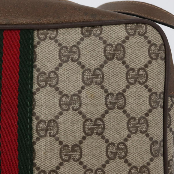 GUCCI GG Supreme Web Sherry Line Bag PVC Beige Gold 68 02 004 Auth 169630