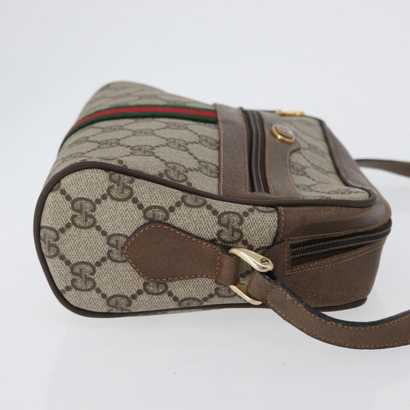 GUCCI GG Supreme Web Sherry Line Bag PVC Beige Gold 68 02 004 Auth 169630