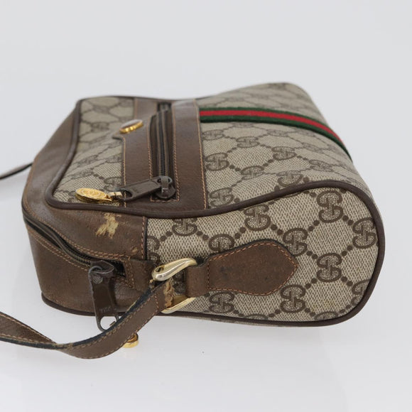 GUCCI GG Supreme Web Sherry Line Bag PVC Beige Gold 68 02 004 Auth 169630