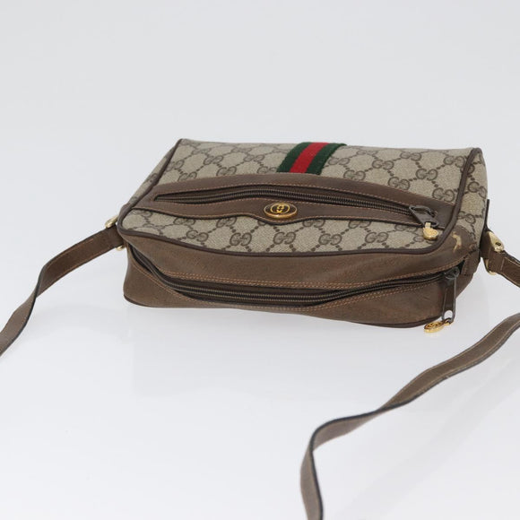 GUCCI GG Supreme Web Sherry Line Bag PVC Beige Gold 68 02 004 Auth 169630