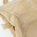 PRADA Chain Shoulder Bag Suede Beige Gold Auth 169631-15
