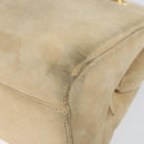 PRADA Chain Shoulder Bag Suede Beige Gold Auth 169631-16