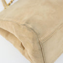 PRADA Chain Shoulder Bag Suede Beige Gold Auth 169631-17