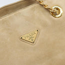 PRADA Chain Shoulder Bag Suede Beige Gold Auth 169631-18