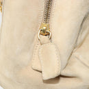 PRADA Chain Shoulder Bag Suede Beige Gold Auth 169631-24