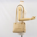 PRADA Chain Shoulder Bag Suede Beige Gold Auth 169631-27