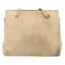 PRADA Chain Shoulder Bag Suede Beige Gold Auth 169631-2