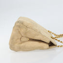 PRADA Chain Shoulder Bag Suede Beige Gold Auth 169631-3
