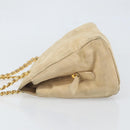 PRADA Chain Shoulder Bag Suede Beige Gold Auth 169631-4