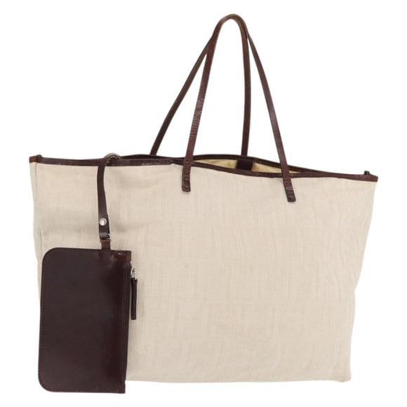 FENDI Zucca Canvas Tote Bag Ivory Auth 169632