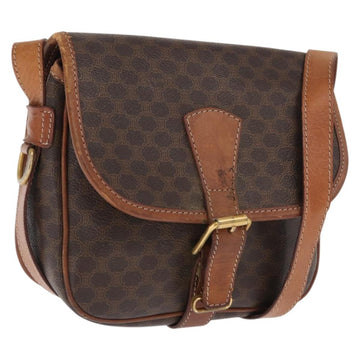 CELINE Macadam Canvas Shoulder Bag PVC Leather Brown Gold Auth 169633