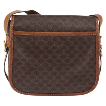 CELINE Macadam Canvas Shoulder Bag PVC Leather Brown Gold Auth 169633 - 0