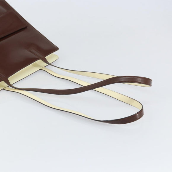 Salvatore Ferragamo Gancini Tote Bag Patent leather Brown Gold Auth 169637