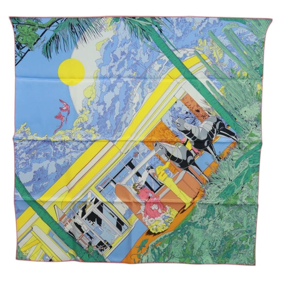 HERMES Carre 70 Scarf ""Rendez Vous Galant"" Silk Multicolor Auth 169638M