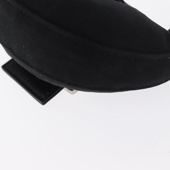 FENDI Mini Croissant Hand Bag Nylon Black Silver Auth 169646