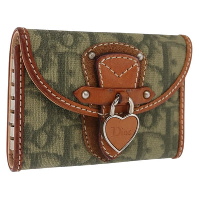 Christian Dior Trotter Romantic Key Case PVC Khaki Silver Auth 169647V