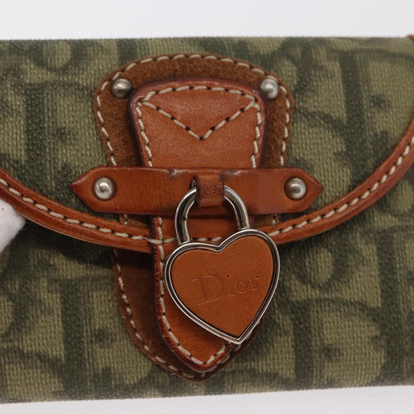 Christian Dior Trotter Romantic Key Case PVC Khaki Silver Auth 169647V