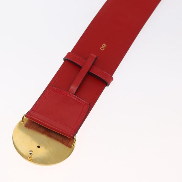 CELINE Belt Leather 36.6"" Gold Red Auth 169651V