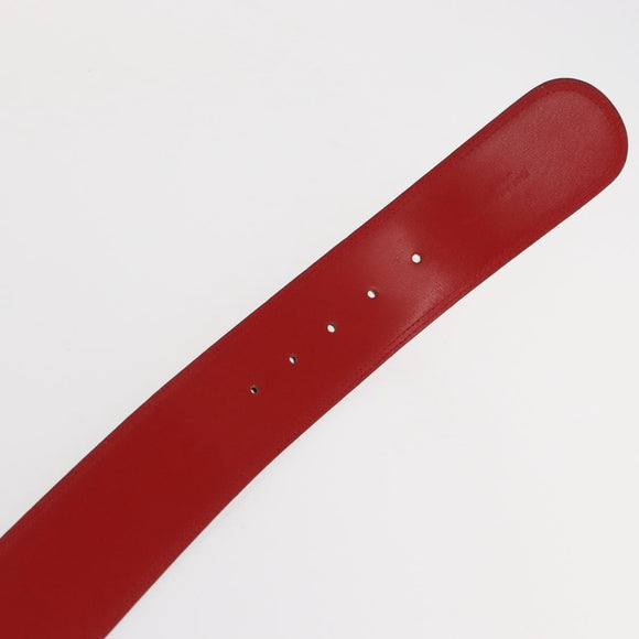 CELINE Belt Leather 36.6"" Gold Red Auth 169651V