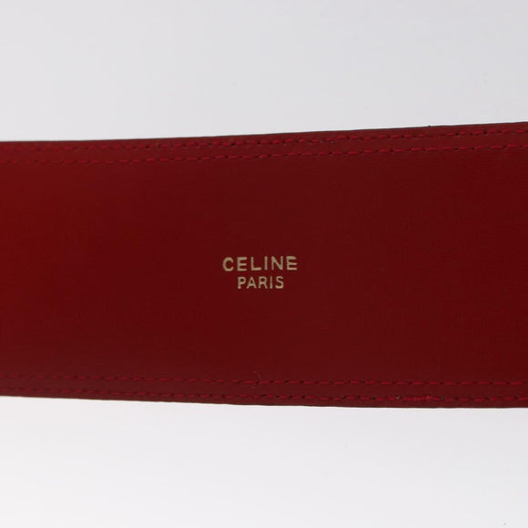 CELINE Belt Leather 36.6"" Gold Red Auth 169651V